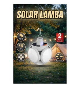 5 Kanatlı Solar LED Bahçe Lambası USB Şarjlı Katlanabilir Taşınabilir Aydınlatma