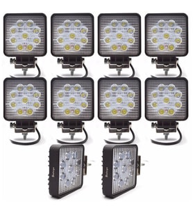 10 Adet 9 Led Off Road Çalışma ve Sis Lambası 12 / 24 Volt