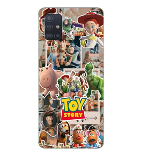 Samsung Galaxy A51 Uyumlu Toy Story Kolaj Tasarımlı Şeffaf Telefon Kılıfı