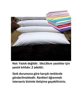 2 Adet 50x130 Karı Koca Yastık Kılıfı, Uzun Yastık Kılıfı (50x130)-Karışık Renkli (Çok Renkli)