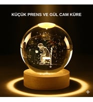 Küçük Prens Işıklı Küre Lamba Ahşap Taban Büyük Boy Hediyelik