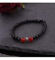 Ayyıldız İşlemeli Oniks ve Akik Taşı Unisex Bileklik