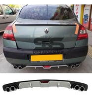 Renault Megane 2 Sedan Difüzör Arka Tampon Eki 4 Egzoz Çıkışlı Gri