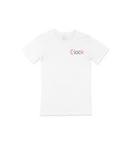 Clock Saat Tasarım Cep Logo Tasarımlı Beyaz Tişört