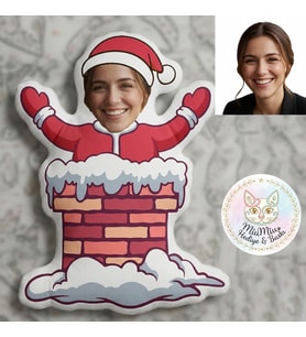 Kişiye Özel Bacadan Çıkan Noel Baba Şekilli Oyuncak Yastık