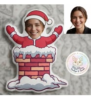 Kişiye Özel Bacadan Çıkan Noel Baba Şekilli Oyuncak Yastık