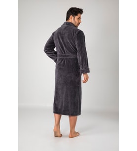 Nuşa Sports Nakışlı Bambo Cotton Erkek Bornozu (Antrasit)