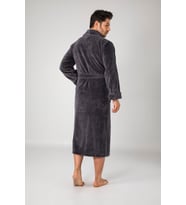 Nuşa Sports Nakışlı Bambo Cotton Erkek Bornozu (Antrasit)