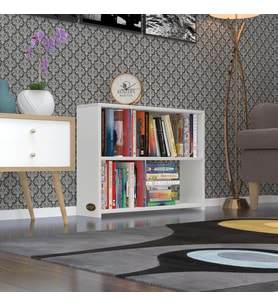 Kenzlife kitaplık süper ga 060*80*19 byz 2 katlı tek bölme ofis mutfak banyo dolabı arkalıksız (Karışık)
