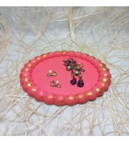 Bubble Yuvarlak Dekoratif Takı Tabağı (Pembe)
