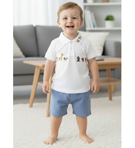 Fmai & Lia Lakos Erkek Çocuk Bebek Şortlu Takım 6-9 Ay, 9-12 Ay, 12-18 Ay, 18-24 Ay (Beyaz)