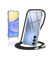Teknomoda Samsung Galaxy A15 ile uyumlu Kılıf Boyun Omuz Askılı iPli Anti Şok Korumalı Şeffaf Silikon Siyah iPli