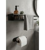 Paslanmaz Çelik Mat Siyah Yapışkan Montaj Banyo Rafı
