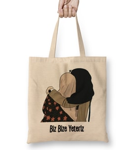 Biz Bize Yeteriz Bez Çanta Uzun Saplı