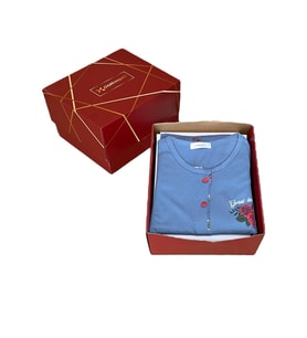 Mirano 4126 Pamuklu Kısa Kollu Çiçekli Kadın Pijama Takımı (Mavi)