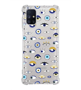 PrintiFy Samsung Galaxy M51 Uyumlu Nazar Boncuğu 2 Baskılı Şeffaf Köşe Korumalı Antişok Kılıf