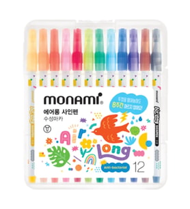 Monami Airlong Kurumayan Keçeli Kalem Seti 12 Renk Kapakları Açık Kalsa Bile Kurumayan Su Bazlı Çocu