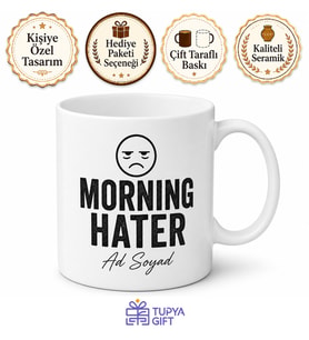 Morning Hater Yazılı Sabah Düşmanı Kupa Bardak Komik Hediye Mug