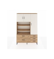Arges Dolap 9 Raflı 5 Çekmeceli 3 Kapaklı 132x30x195 Çam-Aytaşı/Çam