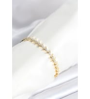 Pirinç Gold Renk Balık Sırtı Model Zirkon Taşlı Kadın Bileklik - TJ-BB8027