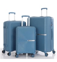 MÇS 3lü Set Kırılmaz Silikon Seyahat Valizi Bavulu V374 Sky Blue