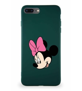 Apple iPhone 7 Plus Soft Premier Kapak Minnie Mouse-B Tasarımlı Silikon Kılıf - Yeşil (Şeffaf)