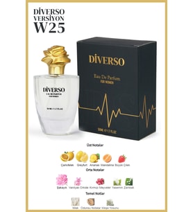 DİVERSO W25 KADIN PARFÜM EDP 50 ML MEYVELİ & ÇİÇEKSİ  T.C. Sağlık Bakanlığı ÜTS KAYITLI