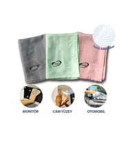 İz Bırakmayan Mikrofiber Temizlik Bezi 3&amp;apos;lü Set Cam ve Ayna Silme Toz Alma Temizlik Bezi (5343)