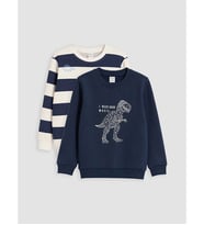 LCW Kids İndigo 2'li Baskılı Erkek Çocuk Kalın Sweatshirt
