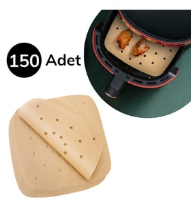 150 Adet Air Fryer Pişirme Kağıdı Tek Kullanımlık Hava Fritöz Yağ Geçirmez Yapışmaz Gıda Pişirme Kağıdı Delikli Kare Model (4767)