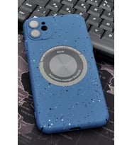 iPhone 11 Uyumlu İnidgo Mavi Benekli Desenli İnce Sert Kapak Kılıf Kamera Lens Korumalı