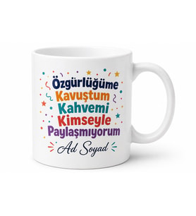 Boşanma Partisi Hediyesi Bekarlığa Yeniden Merhaba Esprili Kupa Bardak