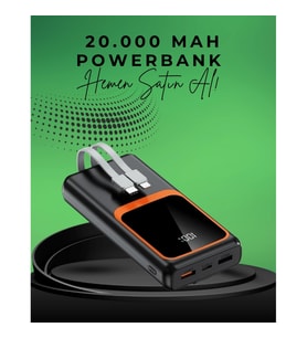 Mey İthalat® 20000 mAh Taşınabilir Powerbank Çok Kablolu, Hızlı Şarj Destekli (22.5W)