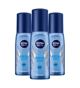 NIVEA Deodorant Erkek Fresh Active Pump Sprey 75 ml X3