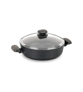 Korkmaz KOR A1345 Ornella Kısa Granit Tencere 28x7,5 cm 4 Litre (Siyah)