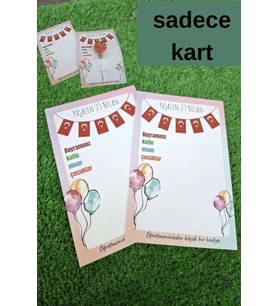 10 Adet  23 Nisan Hediye Kartı - Lollipop Kartı - 23 Nisan Tebrik Kartı - Özel Kesimli Boş Kart