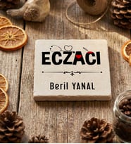 Kişiye Özel Eczacı Bardak Altlığı Tıp Bayramı Hediyesi (Krem)