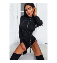 Fantazi Jartiyer Takım Deri Harness (Kırmızı)