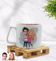 BK Gift Kişiye Özel Sevgililer Karikatürlü Middle Beyaz Kupa Bardak Model 5