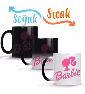 Barbie Logo Sihirli Kupa Bardak Porselen