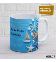Kişiye Özel Kupa  İsimli & Fotoğraflı Premium Hediye Bardak Deniz Deniz Kabuğu