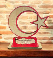 Öğretmenler Günü Hediyesi Ay Yıldız Ahşap Çerçeve