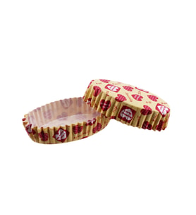Cupcake Kalıbı Pet Kapsül Oval Sarıya Kırmızı Kalpli Yazılı Kek Kalıbı (100 Adet) F11