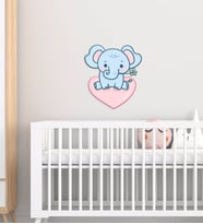 BK Gift Sevimli Fil Tasarımlı Çocuk Odası Ahşap Duvar Süsü-10 (Beyaz)