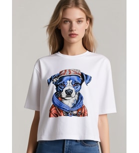 KÖPEK OVERSİZE UNİSEX T-SHİRT (Beyaz)