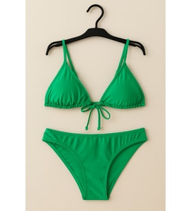 Kadın Yeşil Üçgen Bağlamalı Bikini Takımı – Likralı Esnek Kumaş 1001-56