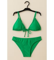 Kadın Yeşil Üçgen Bağlamalı Bikini Takımı – Likralı Esnek Kumaş 1001-56