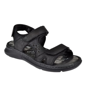 Forelli Hakiki Deri Comfort Cırtlı Erkek Sandalet FOR-40526 SİYAH NUBUK