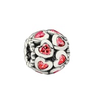 Kırmızı Kalpler Charm  925 Ayar Gümüş