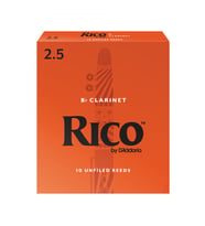 D'Addario RCA1025 Rico Bb Klarnet Kamışı No: 2.5 (Orta Seviye/Eğitim) - 10'lu Paket  Esnek ve Dayanıklı Başlangıç Kamışı, Geleneksel Kesim